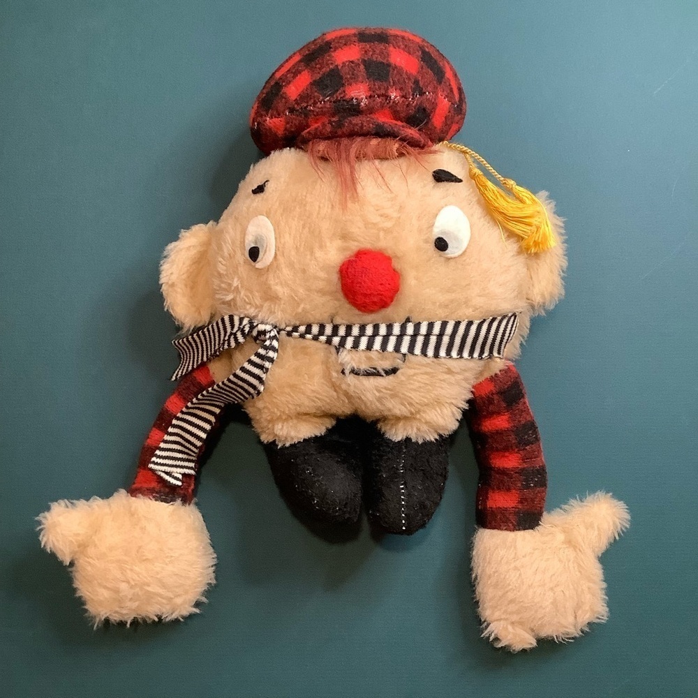 VINTAGE Scottish Plaid Humpty Dumpty Plush Stuffed Toy Wool Tartan - Picture 2 of 11